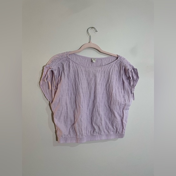 LOFT Tops - Loft Beach Light Purple Cropped Short Sleeve Top